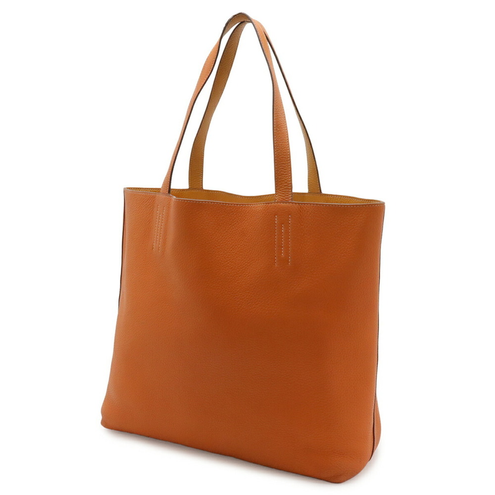 HERMES Double Sens 45 Tote Bag, Reversible, Taurillon Clemence Leather, Black... - Picture 3 of 9